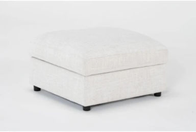 Dreanna White Fabric Storage Square Cocktail Ottoman