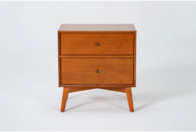 Alton Cherry II Brown Wood 26" 2 Drawer Nightstand with USB