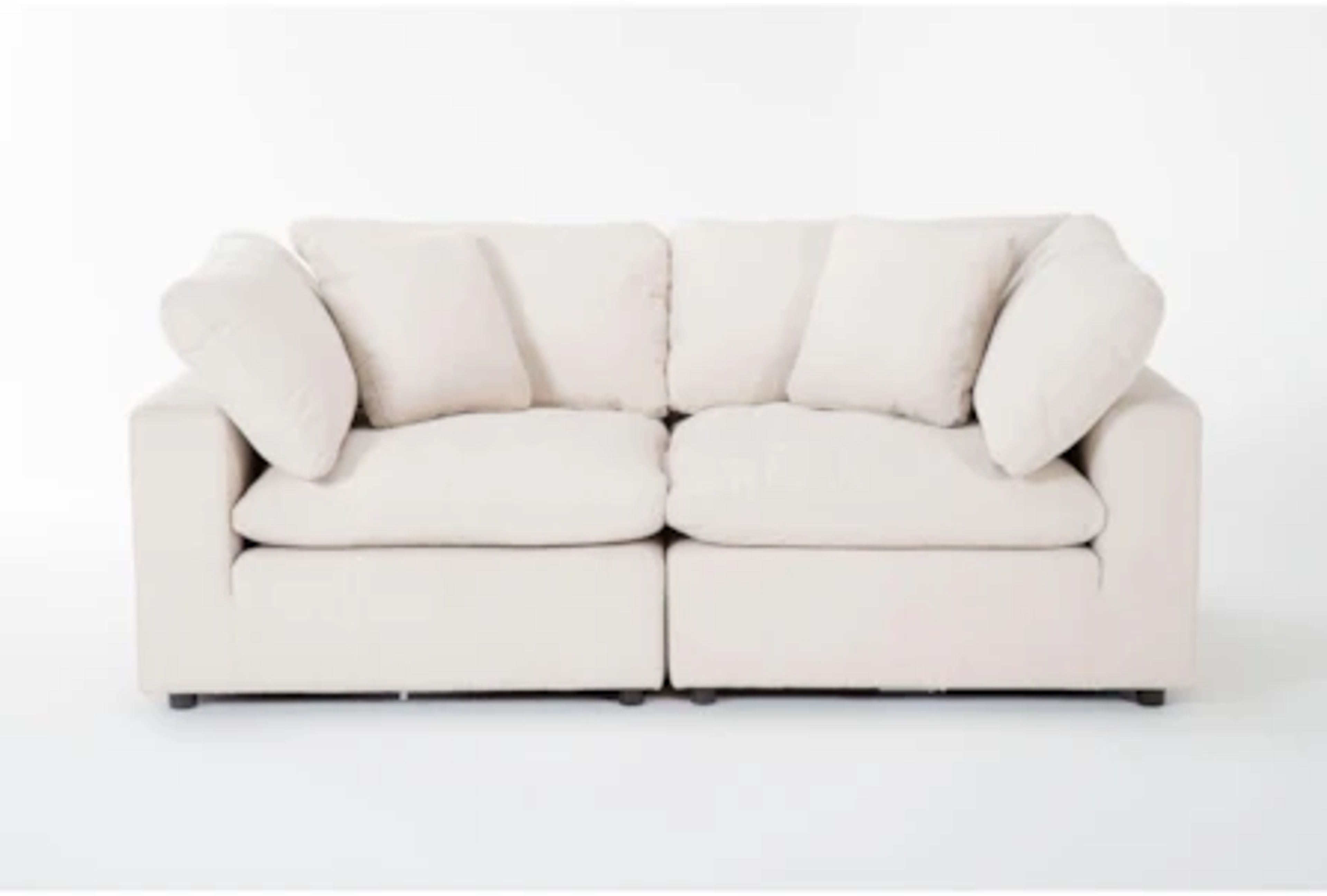 Zone Cream White 2-Piece Modular Loveseat with Track Arms