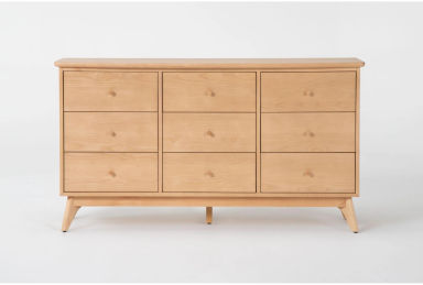 Mariko Natural Wood 34" 9 Drawer Dresser | Birch