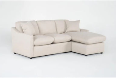 Cozy Beige Linen Fabric 84&quot; Sofa with Reversible Chaise