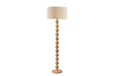 62" Natual Rubberwood Stacked Orb Floor Lamp