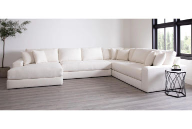 Sawyer II 168" Fabric Beige White Boucle 4 Piece Sectional With Left Arm Facing Oversized Chaise | Reversible
