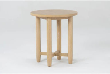 Freya Natural 22&quot; Wide Round Wood End Table | Oak