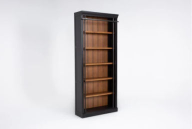 Henri 94&quot; Black &#x2B; Natural Bunching Bookcase