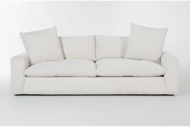 Paloma Cotton White Beige Fabric 98" Sofa