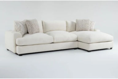 Cataleya Ivory Beige Boucle Fabric 133&quot; 2 Piece Sectional With Right Arm Facing Chaise
