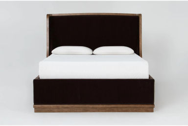 Estate King Brown Wood Upholstered Wingback Shelter Bed By Nate Berkus + Jeremiah Brent