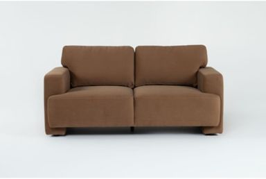 Milan Tobacco Brown Velvet Fabric Loveseat