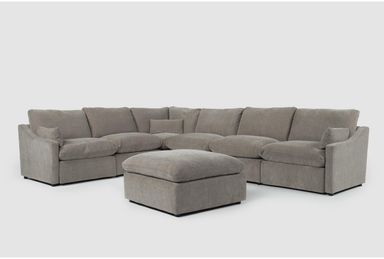 Kennedy Mocha 6 Piece Stationary Modular Sectional With Ottoman