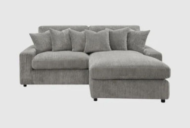 Tavia Grey Corduroy Fabric 84&quot; Sofa With Reversible Chaise
