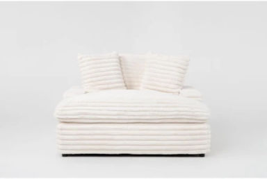 Serenity Fluffy Cream Beige Corduroy Oversized Chaise With 2 Cupholder And USB | Fabric