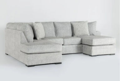 Kylie Light Grey 2 Piece Dual Chaise Sectional With Right Arm Facing Sofa Chaise &amp; Left Arm Facing Corner Chaise | Fabric