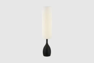 61&quot; Modern Black Base With Tall Ivory Shade Floor Lamp