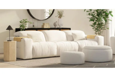 Amallo Ivory 3 Piece Power Triple Reclining Sofa With Power Headrest