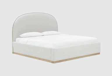 Haylie Cream Beige King Velvet Upholstered Platform Bed