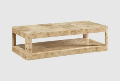 Martine Modern Natural Burl Wood 54" Rounded Rectangle Coffee Table