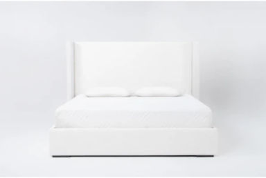 Vera Dream Cream Non Tufted 52&quot;H King Upholstered Shelter Platform Bed