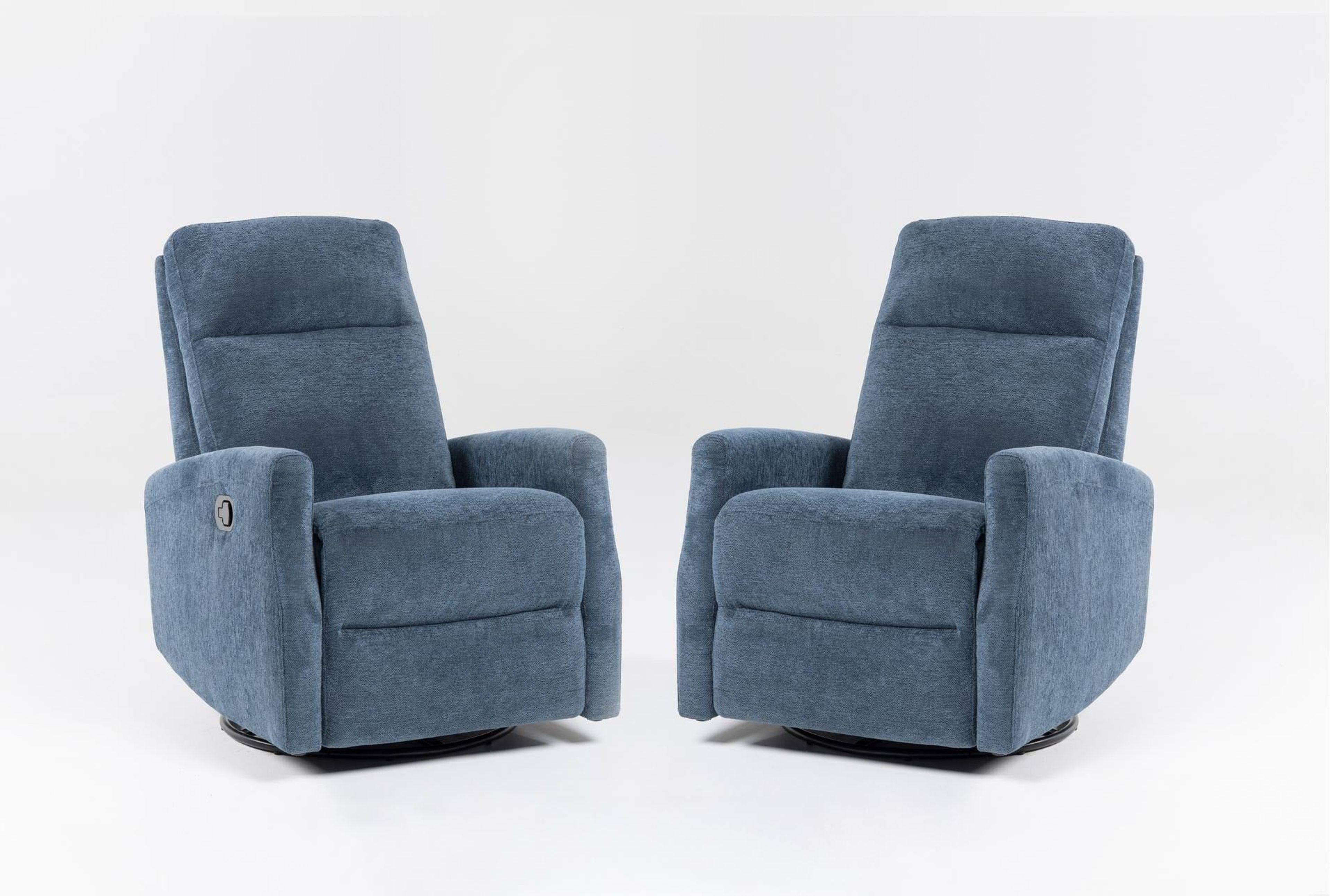 Sanders Indigo Fabric 29-Inch Manual Swivel Recliner Set of 2