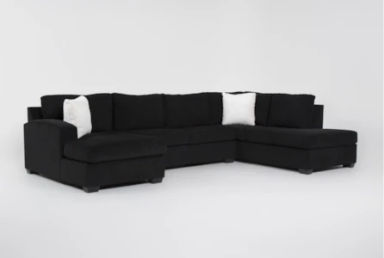Rincon Black 3 Piece Sectional With  Left Arm Facing Chaise &amp; Right Arm Facing Corner Chaise &amp; Armless Loveseat