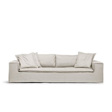 Luca Grande 3-Sitssoffa Off White - Djup soffa i ljusgrå linne - MELIMELI