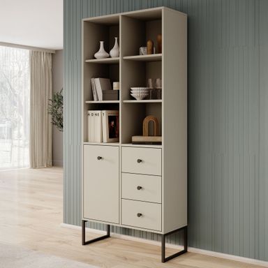 Lyndall - Boekenkast - Beige - 77x33x180 cm