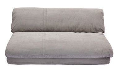 Chauffeuse convertible 2 places en tissu velours c�tel� gris clair SPENCER - Miliboo