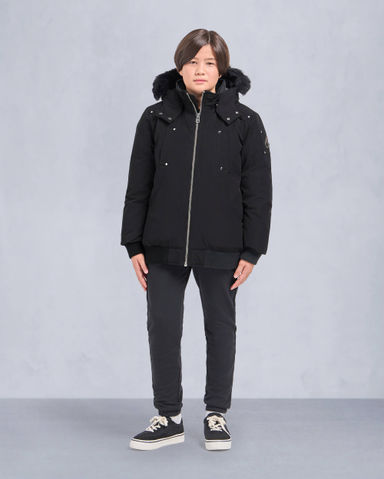 KIDS UNISEX ORIGINAL SHEARLING TRIM BOMBER -BLACK/BLACK