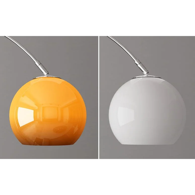 MODERN CHROME ARC FLOOR LAMP WITH GLASS LAMPSHADE | DESIGN OPO8950