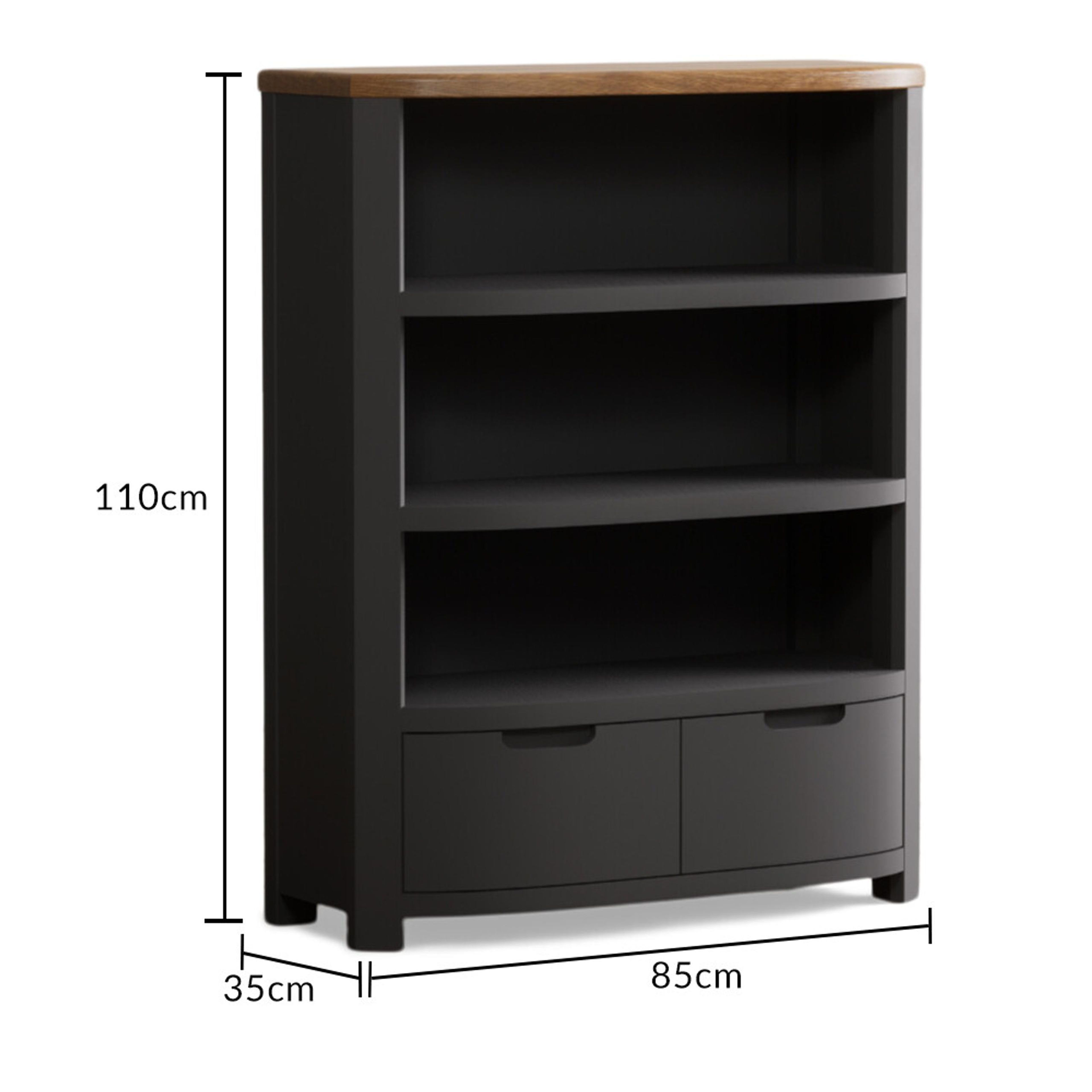 Bradwell Oak & Charcoal Grey Small Bookcase - Fully Assembled 3 Shelves