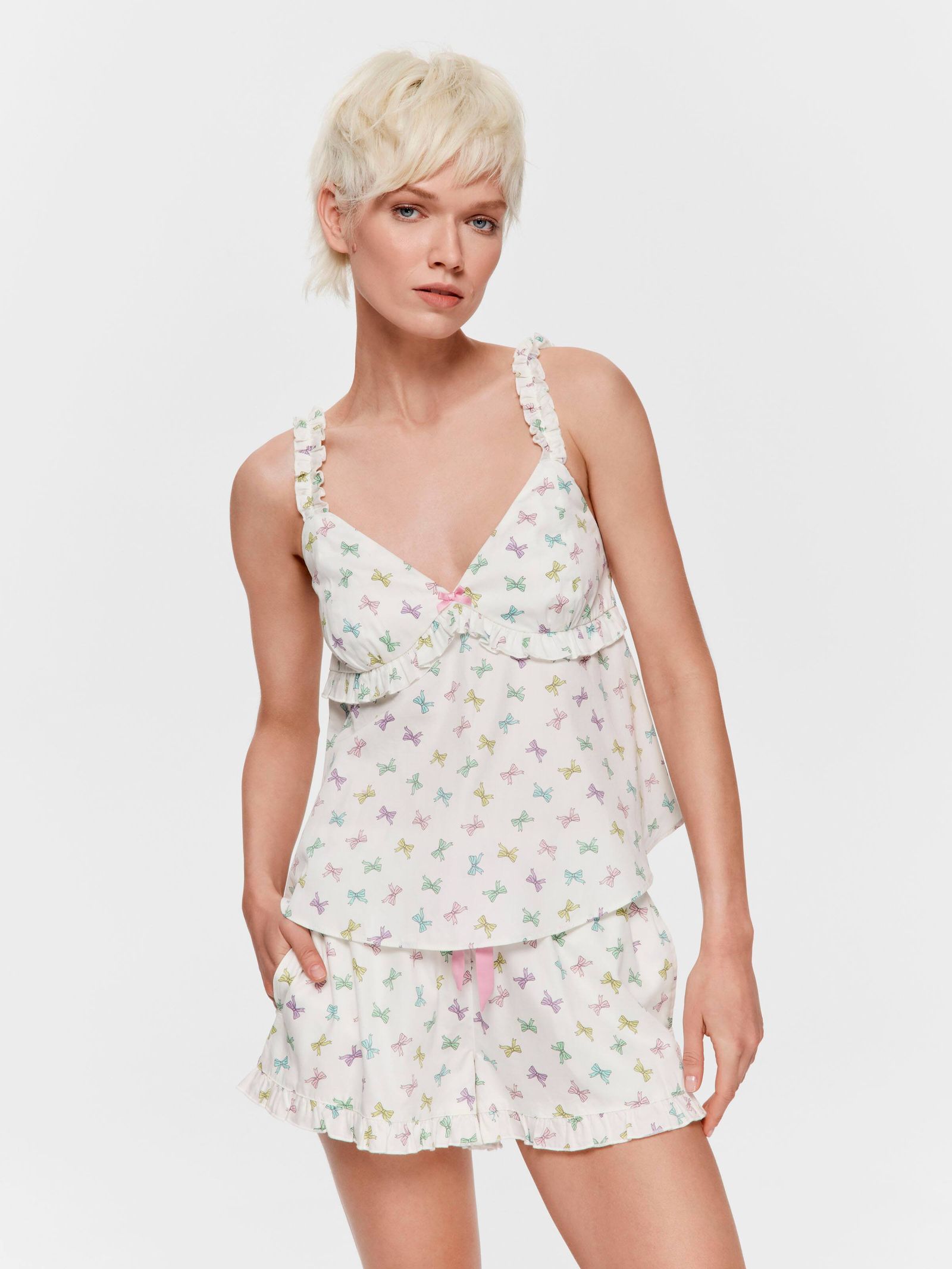 Bows Frill Cami Shortie PJ Set - Peter Alexander Women's Sleepwear