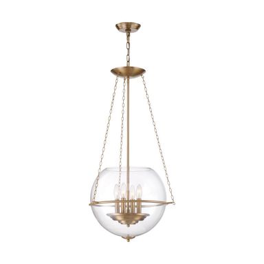 Odyssey - 4 Light Pendant - with Clear Glass - Vintage Brass Finish : 60/6943 | The Lamp Outlet
