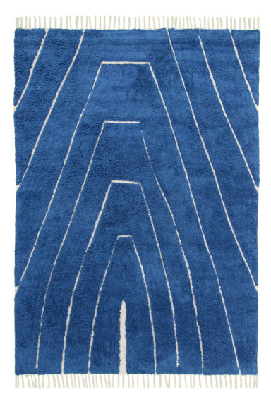 Tapetes felpudos - Sivia Natural Cotton Shaggy (azul)