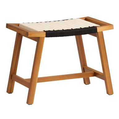 Tovah Two Tone Nautical Rope and Acacia Wood Trestle Stool