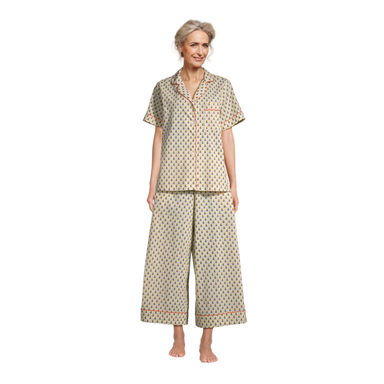 Ivory and Navy Bhuti Floral Cotton Pajama Collection
