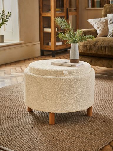 Casual Boucle Oyster Natural Ashton Storage Stool