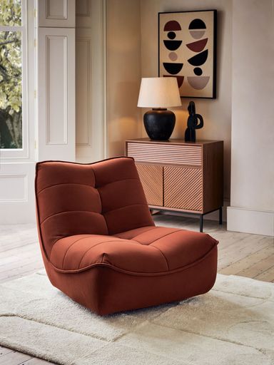 Soft Velvet Rust Brown Lucca Swivel Pillow Accent Chair