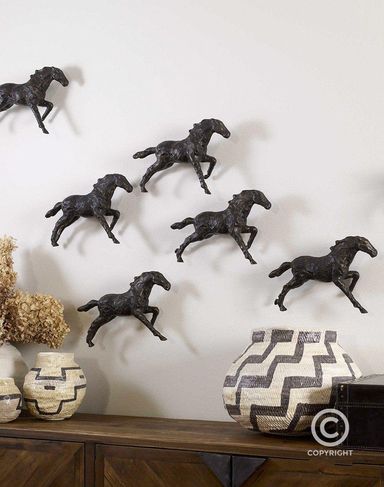 Cast Iron Mustang Wall Sculpture